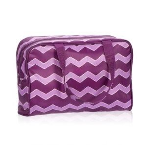 Thirty-One Handle-It Cosmetic Bag Plum Chevron